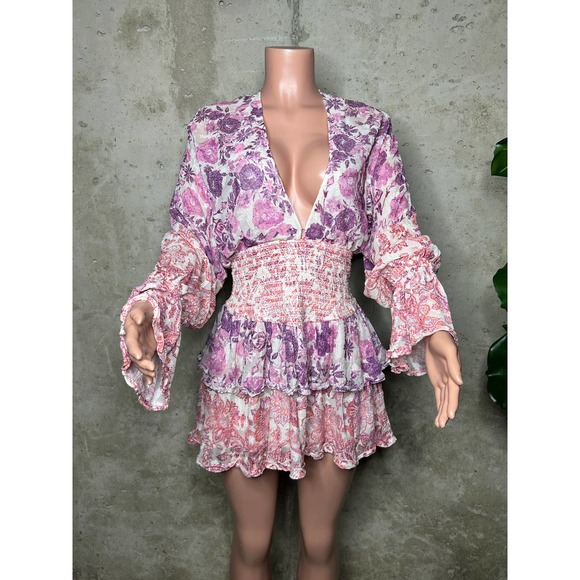 Hemant and Nandita Suki Plunge Neck Purple Dress Sz. Small - Picture 1 of 5